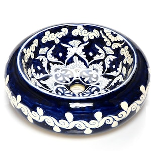 Felisa  - sink from Mexico, round Vessel counter top sink 40 cm x 13,5 cm