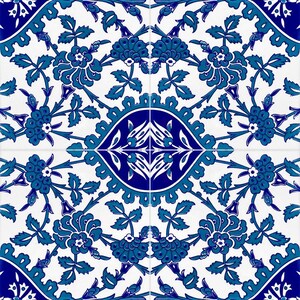 トルコ産セラミックタイル 20 x 20 cm、イズニク 12枚入りパック (0.48 m2) - エロル