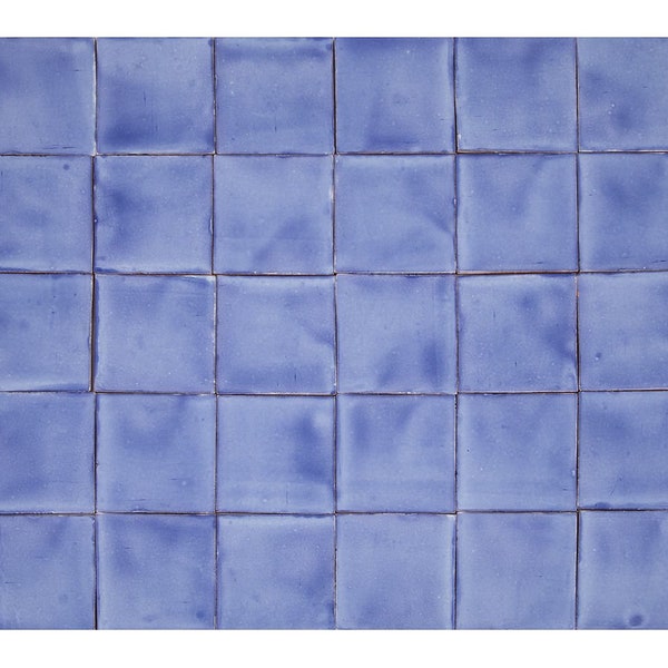 Talavera individual - azulejo de color de México - 90 piezas - Azul Mezclilla Delgado - 10,5 x 10,5 cm