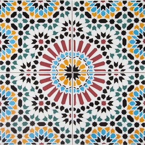 Moroccan tiles, colorful ceramic wall tile 20x20cm, 12 tiles in set (0,5m2) - Hass