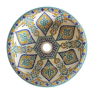Soudiba  - colorful Moroccan ceramic sink, hand made washbasin 40 x 16 cm