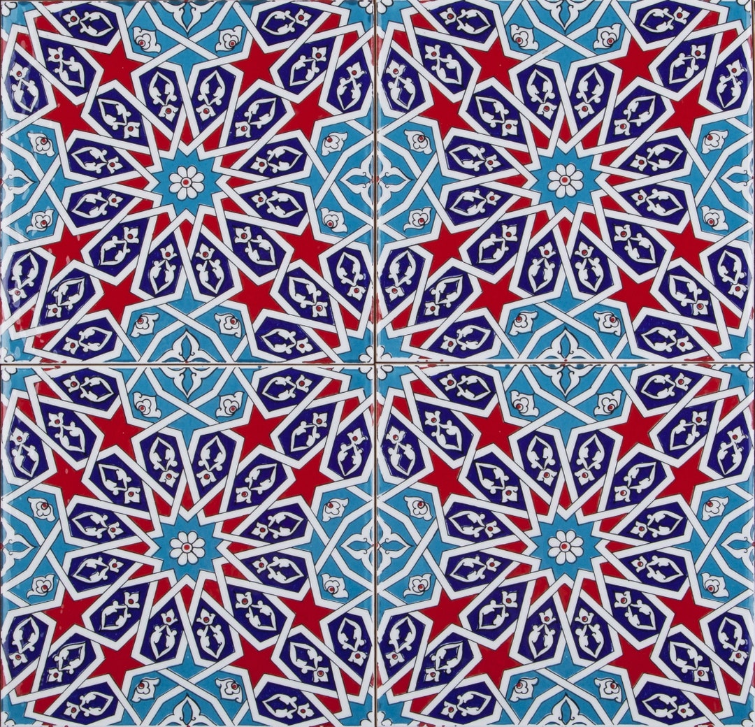 Turkish Tiles Iznik Tiles Stars Oriental Ceramic Wall Tiles Etsy