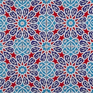 Turkse tegels Iznik Tegels sterren oosterse keramische wandtegels uit Turkije 20x20, 12 patroon tegels - 0,48m2 - Asli
