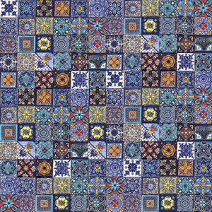 Tonito -  Mexican talavera tiles panel - Hand painted patchwork set of 120 tiles 5x5 cm
