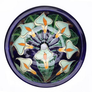 Ceramic sink for bathroom Mexican talavara - Calia - 43 x 13 cm