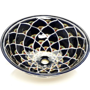 Ceramic drop-in sink from Mexico Dimensions: 40,5 cm x 15 cm - Carmelita
