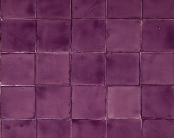 Azulejos Talavera monocolor morado 10, 30, 90 piezas - Lila Deslavado de Cerames - mosaico decorativo 10x10 cm para el hogar