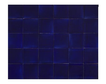 Dark blue ceramic monocolour tiles from Mexico - 90 tiles -10,5 x 10,5 cm - Azul Brillante