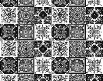 Hand painted Mexican tiles patchwork set of 30 tiles 10.5 cm x 10.5 cm - Idan