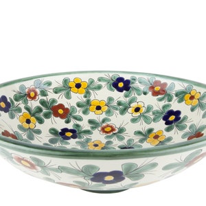 Round talavera sink, ceramic handpainted colorful washbasin from Mexico vessel sink 44 cm x 13,5cm - Consuela