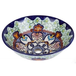 Mexican Talavera counter top  green sink from Mexico 40,5 cm x 15 cm - Juanetta