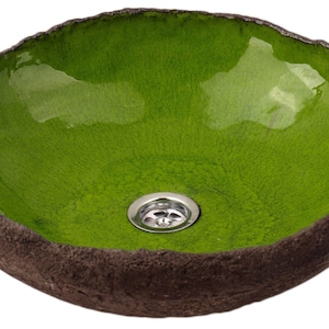 Szarlin  - original green handmade counter top sink 13 cm x 40 cm