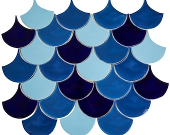 Mexican decorative Tile set in The Shape of a Fish Scale - Veracruz Coast by Cerames - mosaic wall tiles for The Bathroom and Kitchen