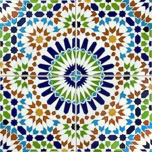 Moroccan ceramic tiles 20x20cm, 12 tiles in set (0,5m2) - Fara
