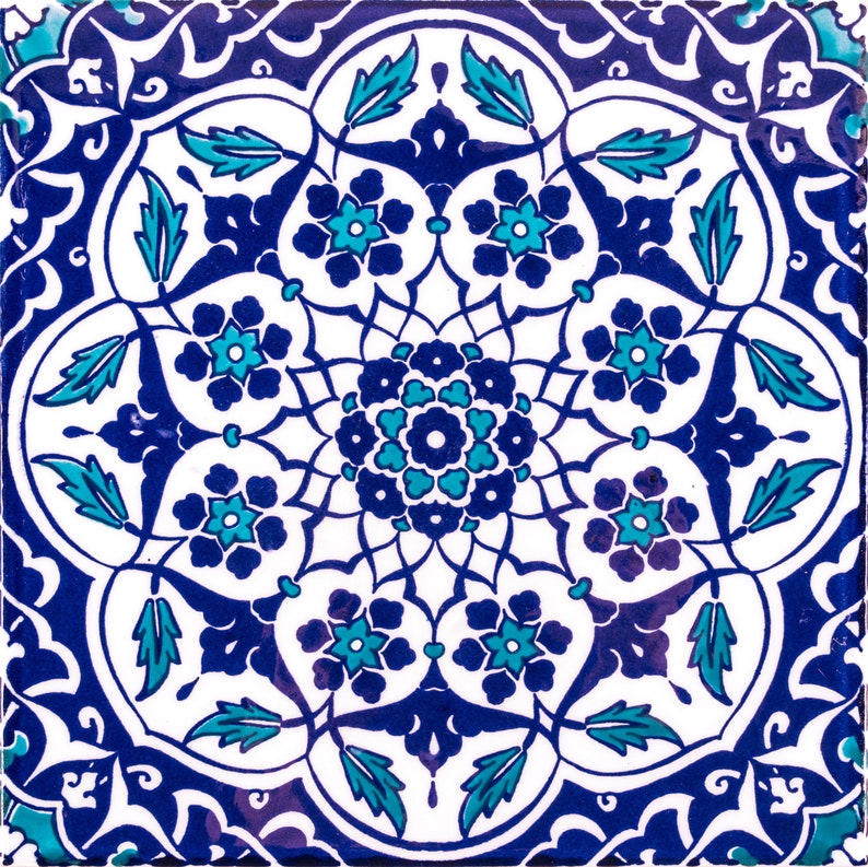 Turkish Tiles, Iznik Tiles Oriental Patterned Tiles, 12 Patterned Tiles ...