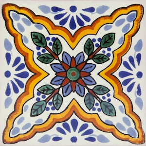 Esperanza - Ceramic Decor Mexican Tiles, 10.5 cm x 10.5 cm 30 tiles in the box