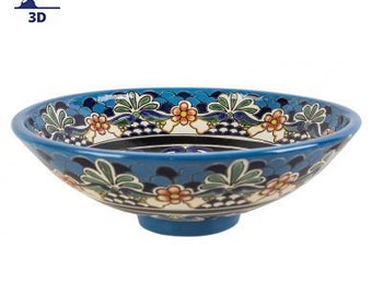 Lavabo de comptoir avec motif mexicain - La Reina Prima - 44 cm x 13,5cm