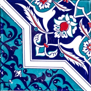 Iznik tiles Turkish tiles oriental decorative tiles, 12 patterned tiles 20 cm x 20 cm 0,48m2 Mehtap image 2