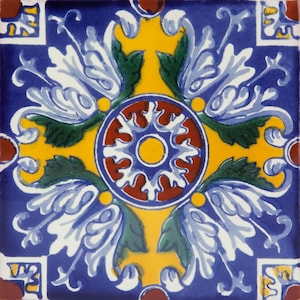Plumas - Mexican Ceramic Tiles, set of 30 tiles, 10.5 cm x 10.5 cm