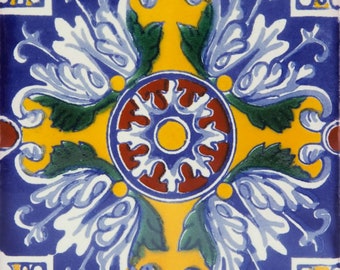 Plumas - Mexican Ceramic Tiles, set of 30 tiles, 10.5 cm x 10.5 cm