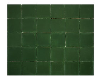 Carreaux de céramique monocolore vert foncé du Mexique - 90 carreaux - 10,5 x 10,5 cm - Verde Esmeralda