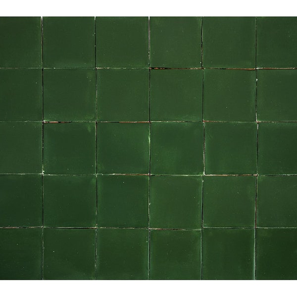 Carreaux de céramique monocolore vert foncé du Mexique - 90 carreaux - 10,5 x 10,5 cm - Verde Esmeralda