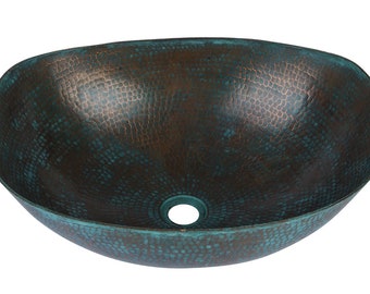 Picaflor- counter top copper sink from Mexico Dimensions: 49 cm x 39 cm x 16 cm