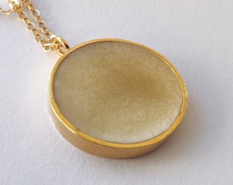 Circle Necklace, Enamel Necklace, Gold Necklace for Women, Unique Gold Jewelry, Round Pendant, Minimalist Necklace, Gold and White Necklace