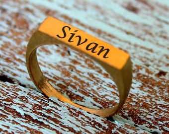 Personalized Ring, Custom Ring for Women, Gold Signet Ring, Signet Name Ring, Personalized Jewelry, Engraved Ring, Unique 14K Gold Ring