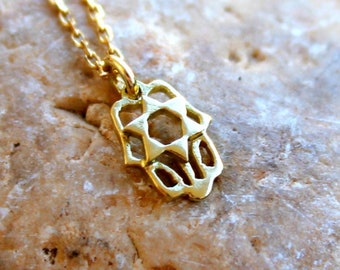 Hamsa Necklace, Religious Necklace, Jewish Jewelry, Bat Mitzvah Gift, Jewish Necklace, Star of David Necklace, Gold Hand Necklace