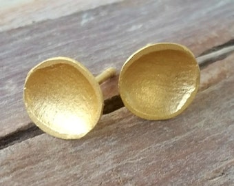 Gold Circle Earrings, 14k Gold Stud Earrings, Circle Earrings Stud, Unique Gold Jewelry, Solid Gold Stud Earrings, Minimalist Circle Studs