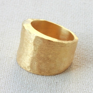 Gold Statement Ring, Textured Ring, Matte Gold Ring, Wide Band Gold Ring, Large Statement Ring, Cocktail Ring, Chunky Ring, Gold Plated Ring image 1