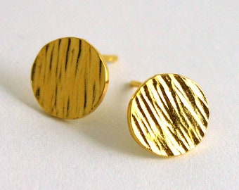 Circle Earrings for Women, Gold Plated Stud Earrings, Circle Stud Earrings, Unique Gold Jewelry, Unique Stud Earrings, Texture Stud Earrings