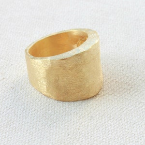 Gold Statement Ring, Textured Ring, Matte Gold Ring, Wide Band Gold Ring, Large Statement Ring, Cocktail Ring, Chunky Ring, Gold Plated Ring image 3