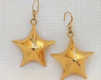 Star Earrings, Gold Plated Earrings, Drop Earrings, Dangle Earring, Gift for Wife, Minimalist Earring, Gold Earrings, Unique jewelry for Her