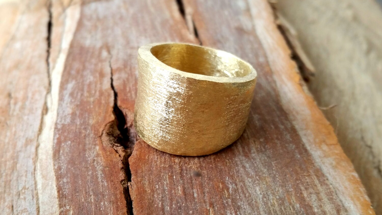 Big Gold Ring, Gold Statement Ring, Chunky Ring, Wide Band, Unique Gold Jewelry, Hammered Ring