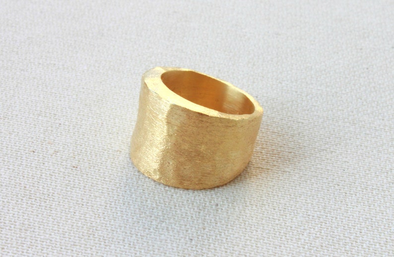 Gold Statement Ring, Textured Ring, Matte Gold Ring, Wide Band Gold Ring, Large Statement Ring, Cocktail Ring, Chunky Ring, Gold Plated Ring image 1