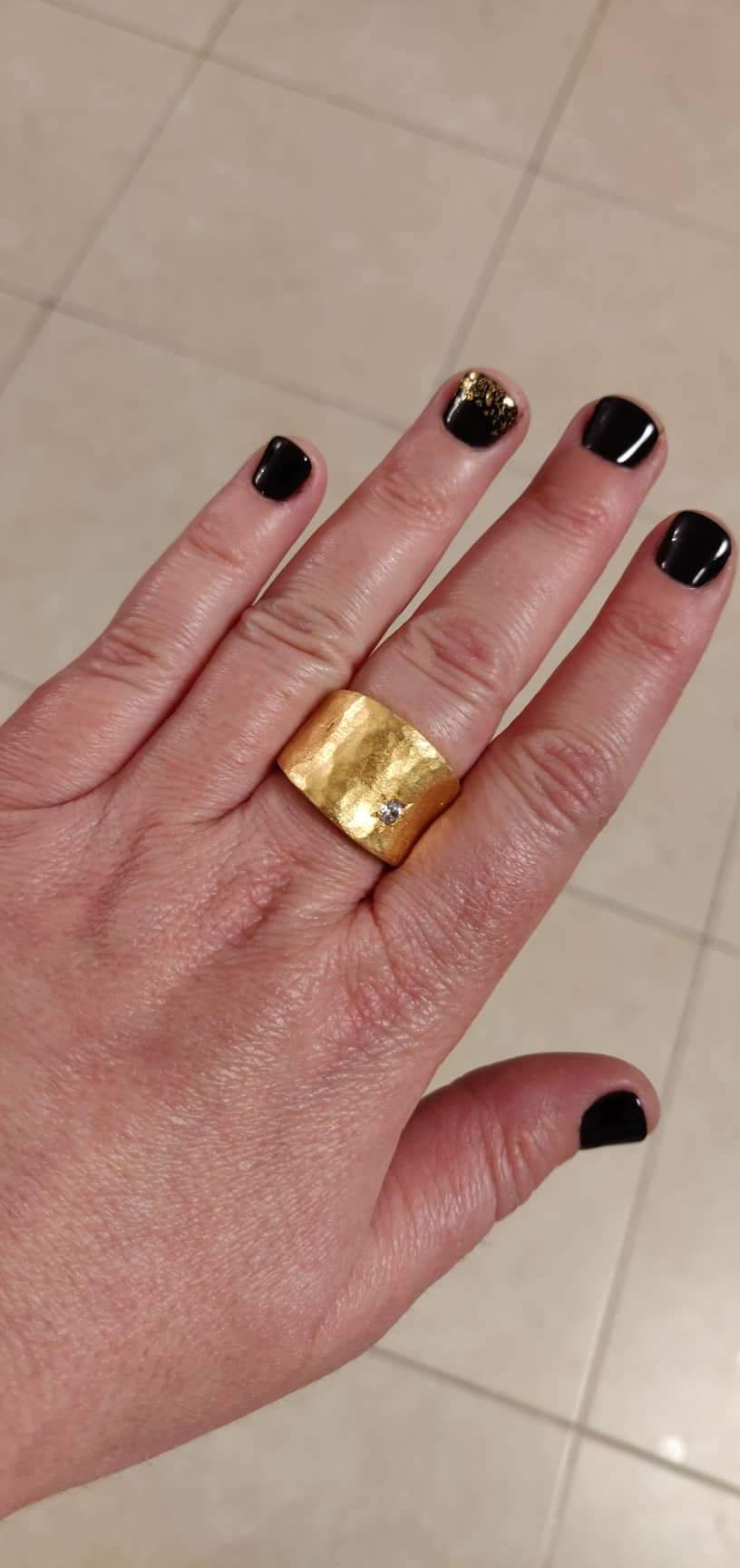 Big Gold Ring, Gold Statement Ring, Chunky Ring, Wide Band, Unique Gold Jewelry, Hammered Ring