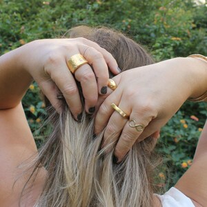 Gold Statement Ring, Textured Ring, Matte Gold Ring, Wide Band Gold Ring, Large Statement Ring, Cocktail Ring, Chunky Ring, Gold Plated Ring image 2