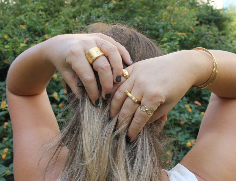 Gold Statement Ring, Textured Ring, Matte Gold Ring, Wide Band Gold Ring, Large Statement Ring, Cocktail Ring, Chunky Ring, Gold Plated Ring image 2