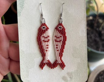 Hand Beaded Fish Earrings