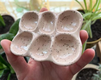 Handmade Mini Ceramic Paint Palette- Blush Pink