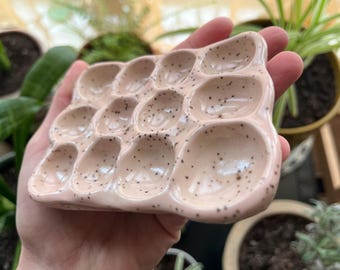 Handmade Mini Ceramic Paint Palette- Blush Pink