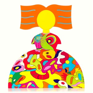 Modern Art Wooden Sculpture Pop Art Figurines Colorful Abstract Dolls Peinture sur Bois Get Well  Gift Handmade