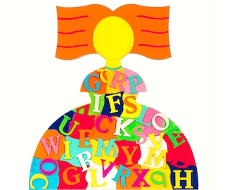 Modern Pop Art 3D Letter Figurine: Colorful Wooden  Sculpture,Uniquely Gifted,Handmade
