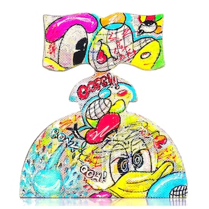 Mixed Media Art Pop Art Sculpture Abstract Painted Figurines Comic pop art Geometric Dolls  Home Decore House Warming Gift Handmade