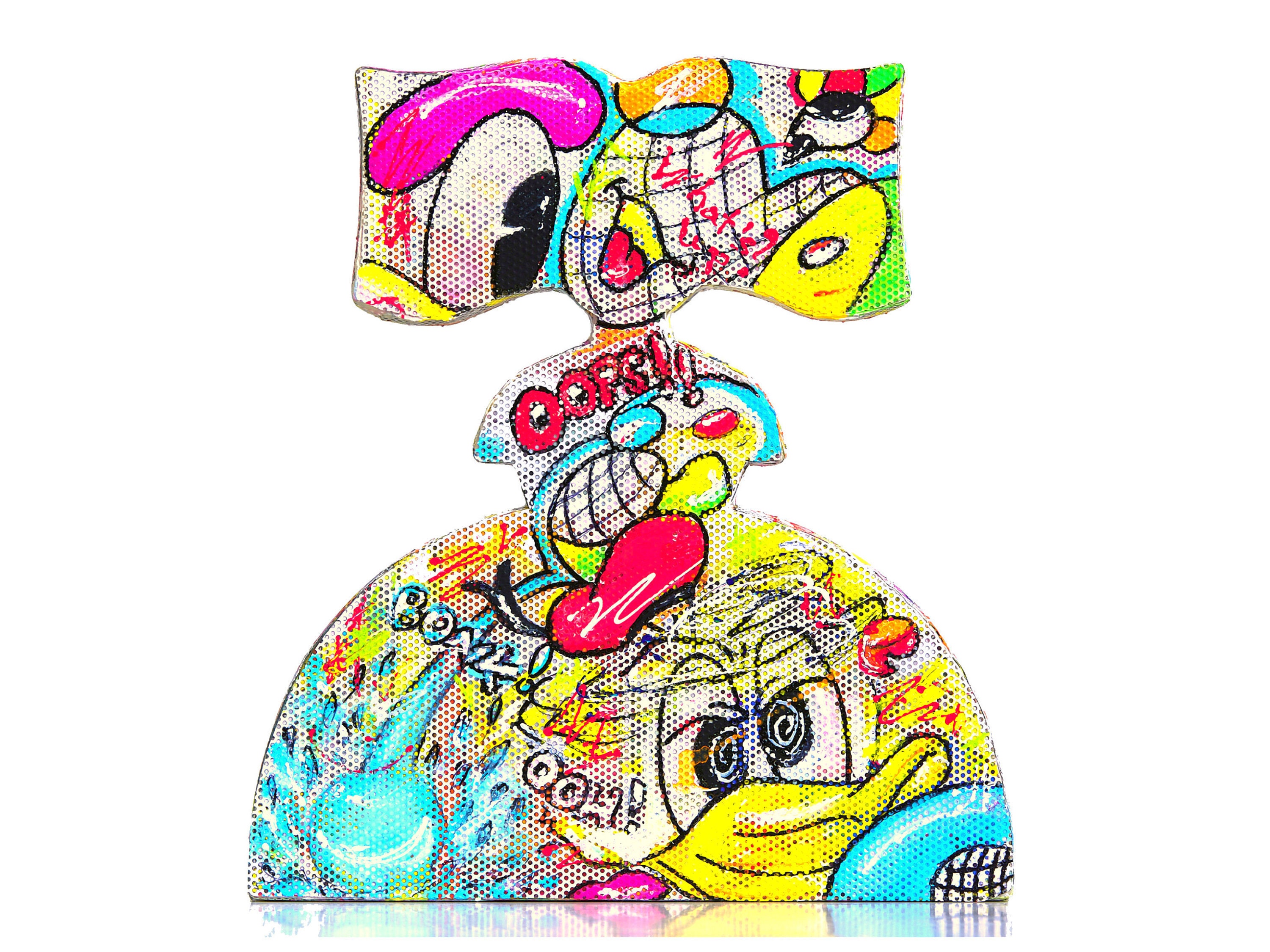 Pop Art Sculpture: Abstract Comics Figurine,paper Mixed Media Art