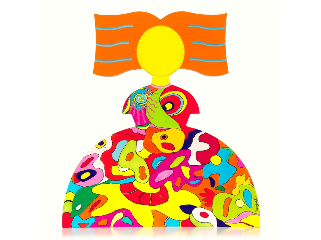 Modern Art Wooden Sculpture Pop Art Figurines Colorful Etsy