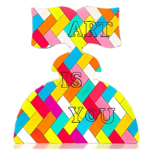 Pop Art Mixed Media Sculpture Astratto Dipinto Figurina Geometrica Bambola Originale Opera d'Arte Regalo 21 ° compleanno per lei