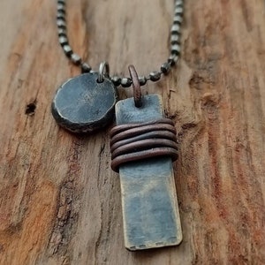 Heren ketting Heren ketting Heren hanger Heren sieraden ketting Koperen hanger Heren sieraden hanger Messing hanger Ketting